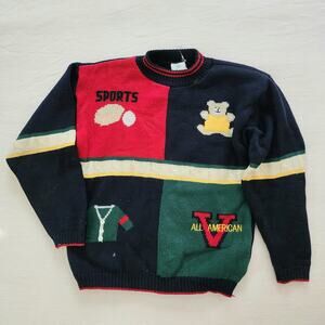 Vintage Sports Color Block Knit Sweater kids 6/7